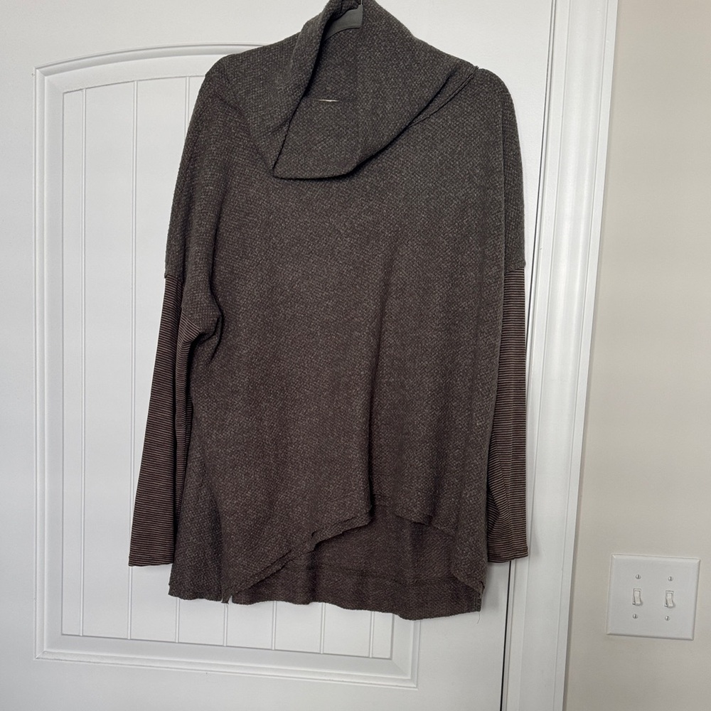 Elegant Olive Green and Brown Cowl Neck Women's Sweater